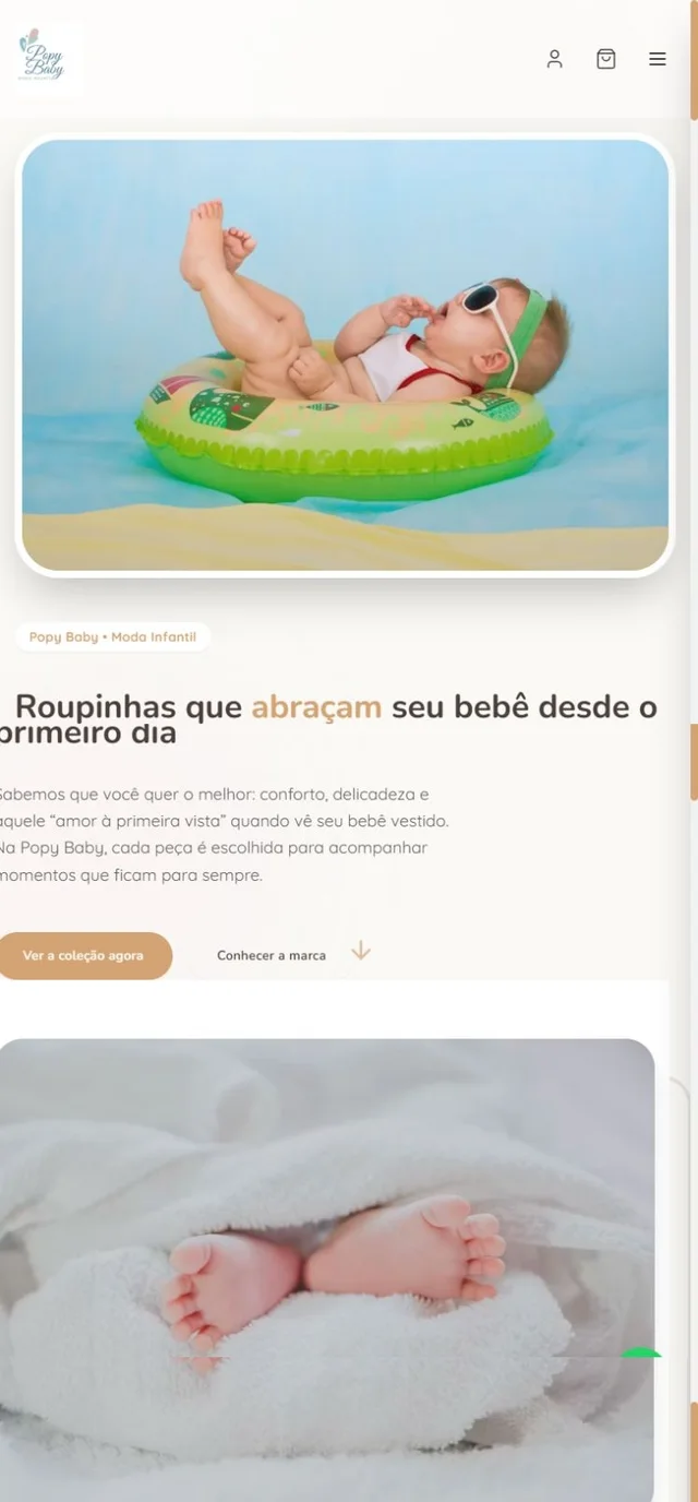 Prévia mobile do site Popy Baby